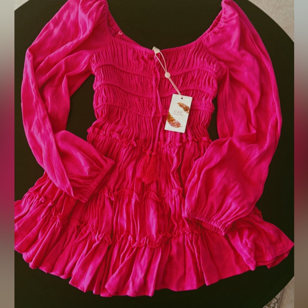 Chelsea and Violet new long sleeve smocked mini dress